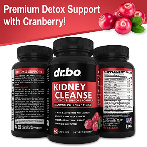 Kidney Cleanse Detox Support Supplement Natural Cranberry, Juniper