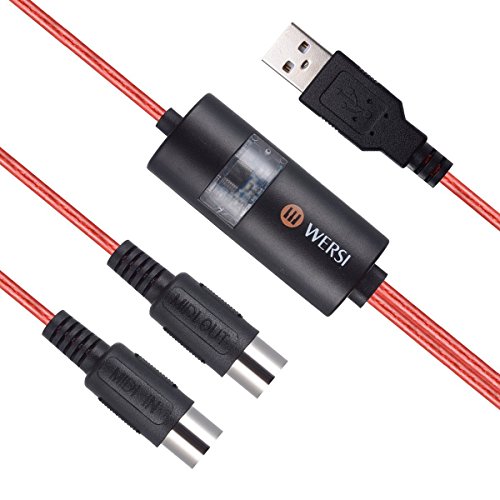 USB MIDI Cable Interface Midi to USB IN-OUT Cable Converter for Mac PC Laptop to Music Piano Keyboard 6.5Ft
