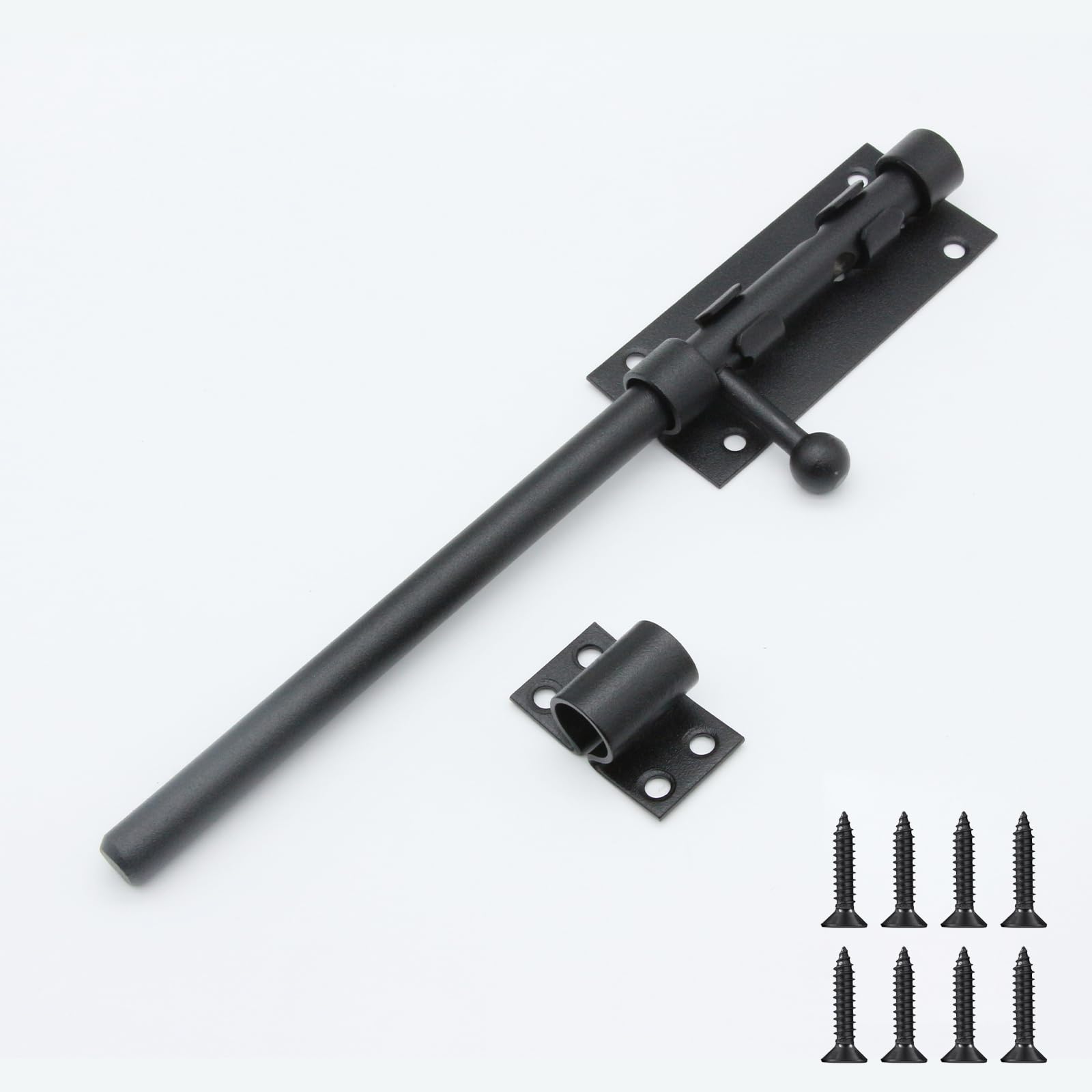 Lxoraziy 245mm(10″) Heavy Duty Slide Gate Latch Bolt Safety Door Lock with Padlock Hole, Stainless Steel Garden Gate Bolt, Solid Barrel Bolt with Screw for Wooden Gates Barrel Fence Shed Basement