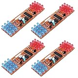 Icstation NE555 Red Blue LED Flashing Strobe Lights Kits DIY Electronics Soldering Practice Set (Pack of 4)