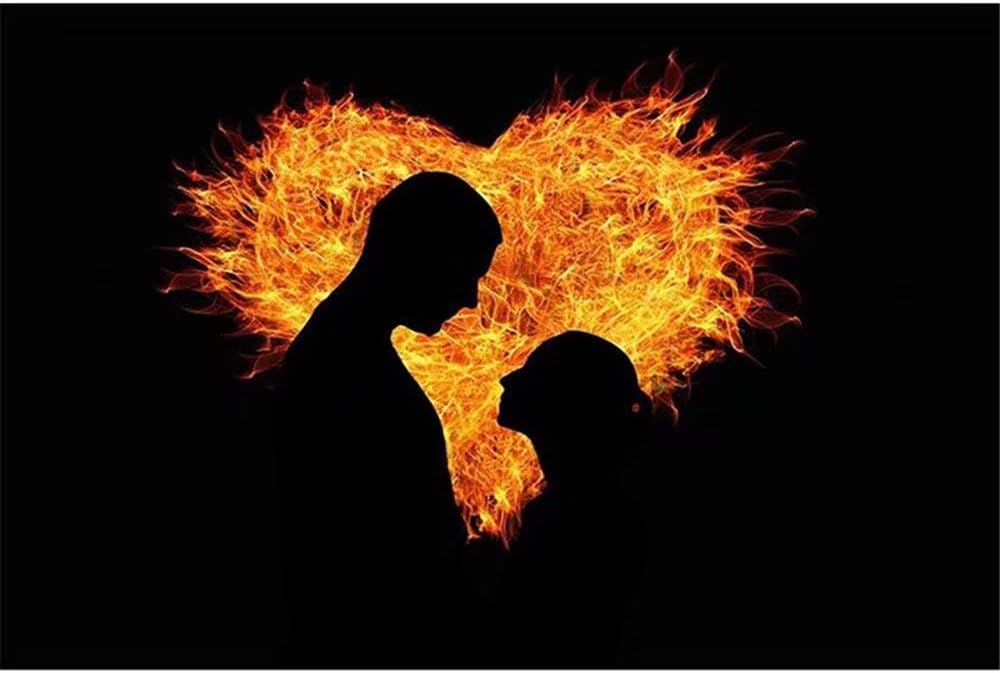 5D Diamond Painting, Full Drill Crystals DIY Resin Kit Home Decor Craft (Fire Love Couple)