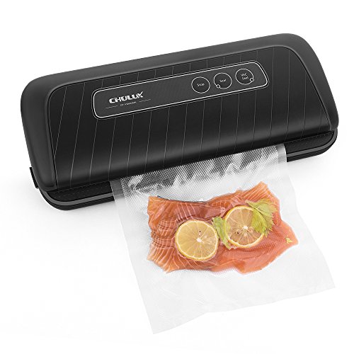 CHULUX Vacuum Sealer,2-in-1 AutomaticVacuum Sealing System with Starter Pack of Bag Roll for Food Preservation Storage,Black