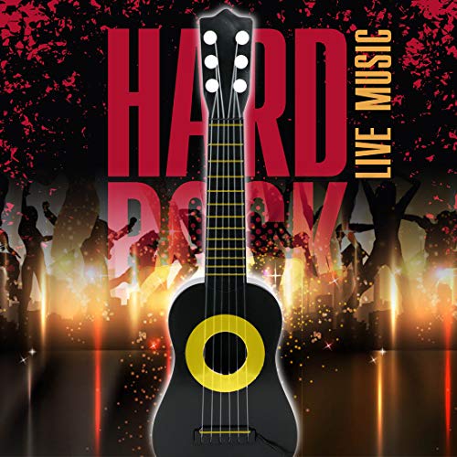 WEY&FLY Kids Toy Guitar 6 String, Baby Kids Cute Guitar Rhyme Developmental Musical Instrument Educational Toy for Toddlers (Black/Yellow) - Thumbnail 3
