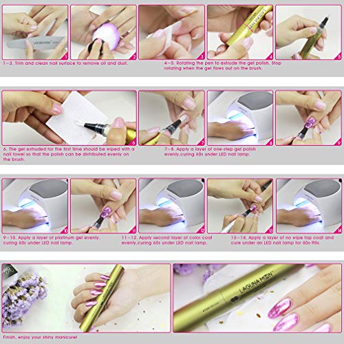 Lagunamoon Gel Nail Polish Base Coat and No Wipe Top Coat Gel Polish Pen (Base Coat) - Thumbnail 7