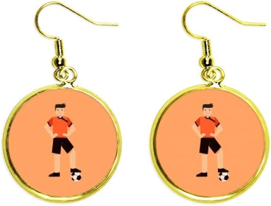 Soccer Ball Association Athlete Player Ear Dangle Golden Drop Earring Jewelry Woman