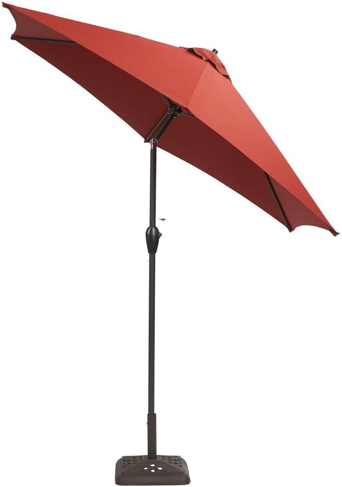 Hampton Bay 9 Ft Aluminum Solar Crank Tilt Patio Umbrella In Chili Amazon Ca Electronics