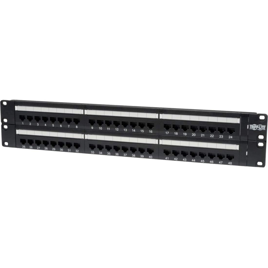 Tripp Lite 48-Port 2U Rackmount Cat6 110 Patch Panel 568B, RJ45 Ethernet (N252-048) Black