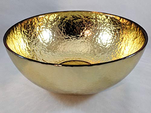Circleware 09321 Metro Metal Serving Mixing Fruit Bowl, Home and Kitchen Decoration Dish Serveware for Salad, Cake, Ice Cream, Dessert, Food, Punch, Beverage, Best Selling Gifts, 7.8" x 3.15", Gold