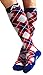 A-Swift Compression Socks (1 pair) for Women & Men by Best For Running, Athletic Sports, Crossfit, Flight Travel - Suits Nurses, Maternity Pregnancy - Below Knee High (Red White Blue Argyle, Large)