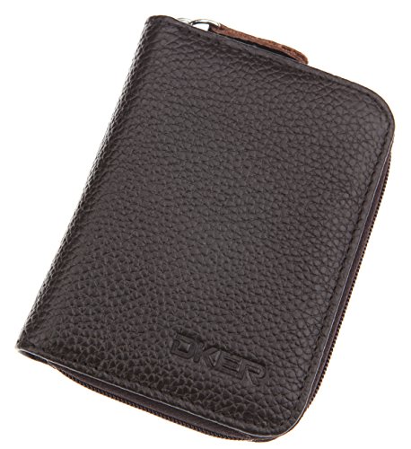 Deezomo genuine leather mini credit card & coin wallet with z…