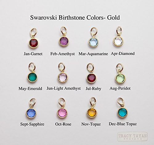 Birthstone crystal charms, Swarovski Chanel drops, mother charms, grandmother charms, gold