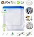 Sous Vide Bags Essentials Kit for Anova Cooker, Reusable Food Storage Freezer and Water Cooking Bags, 10 Vacuum Sealed Bags with 1 Hand Pump, 2 Sealing Clips and 4 Sous-Vide Clips(BPA Free)