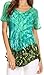 Sakkas Mira Tie Dye Two Tone Sheer Cap Sleeve Relaxed Fit Embellished Tunic Top