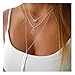 Chain Necklace, Women Multilayer Irregular Boho Beaded Leaf Feather Pendant Chain Statement Necklace Jewelry (Sliver, Alloy)