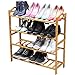 Bamboo Shoe Rack, Natural Bamboo 100% Natural Flat Bamboo Shoe Rack 4-Tier Entryway Shoe Shelf Storage Organizer for Closets, Bedrooms or Doorways