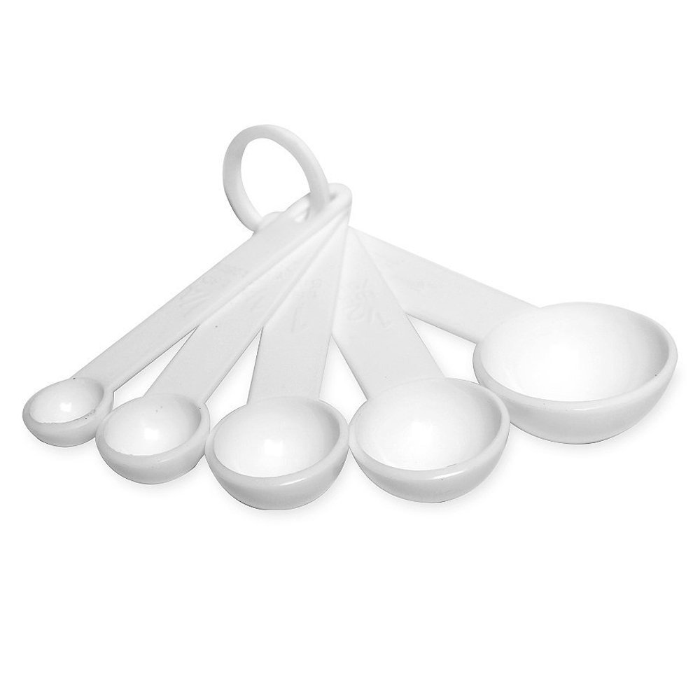 Dealglad 5 In 1 White Plastic Measuring Spoons Set Teaspoons Tablespoons For Kitchen Cooking Baking Buy Online In Cayman Islands At Cayman Desertcart Com Productid 86480868