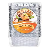 DOBI (50 Pack) Mini Loaf Baking Pans - Disposable Aluminum Foil 1lb Small Bread Tins, 6" X 3.5" X 2"