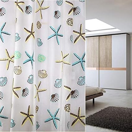 Lukzer 1 PC Shower Curtain with Hooks 180 x 180 cm for Bathroom, Home etc (Random Colour)/ Anti Bacterial Shower Curtain/Curtain Liner Bathroom Showers Bathtub