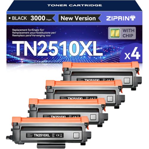 ZIPRINT TN2510XL TN-2510XL Compatible for Brother HL-L2400DWE Toner TN2510XL for Brother MFC-L2835DW Toner MCF-L2800DW MFC-L2827DW MFC-L2860DWE DCP-I2620DW DCP-L2627DW DCP-L2660DW(Black) *4P