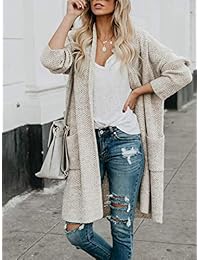 Soulomelody - Chaqueta de punto para mujer, manga larga, con bolsillo