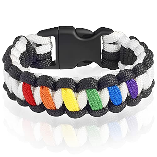 Survival Paracord Bracelet with Fastex Rainbow Bracelet Pride