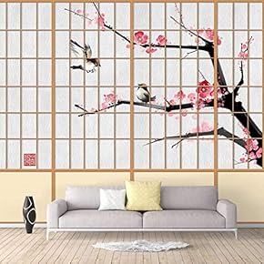 Wall Murals for Bedroom Japanese Grid Windows Removable Wallpaper Peel and Stick Wall Stickers - 66x96 inches