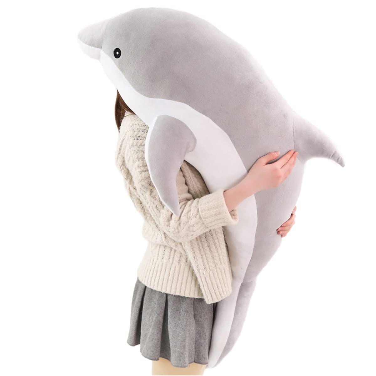 Kekeso Dolphin Plush Toys Lovely Stuffed Soft Animal Hugging Pillow Dolphin Dolls for Children Girls Sleeping Cushion Gift (100cm/39.37inch, Gray)