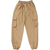 NKSDUYR Boys Cargo Jogger Pants, Elastic Waist Casual Sweatpants, Teenage Relaxed Pants with Pockets, School Casual Trousers