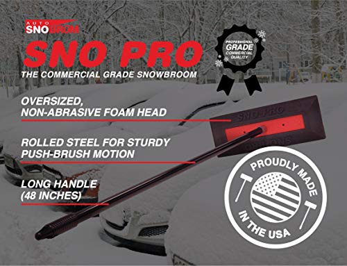 SNOBRUM SNO Pro - Professional Grade Snow Broom and Snow Remover for Cars and Trucks, 6 Pack - 48 Inch Handle, Push-Broom Design - Safe Winter Snow Removal for Vehicles Without Paint Scratching