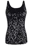 kayamiya Women's 1920S Style Glitter Sequined Vest Tank Tops XL Black