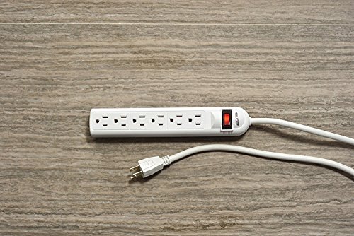 Digital Energy 6-Outlet Surge Protector Power Strip with 50-Ft Long Extension Cord, White