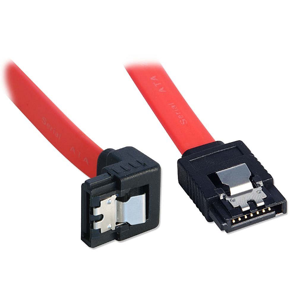 LINDY SATA Cable - Latching Right-Angled (90) Connector 0.5m