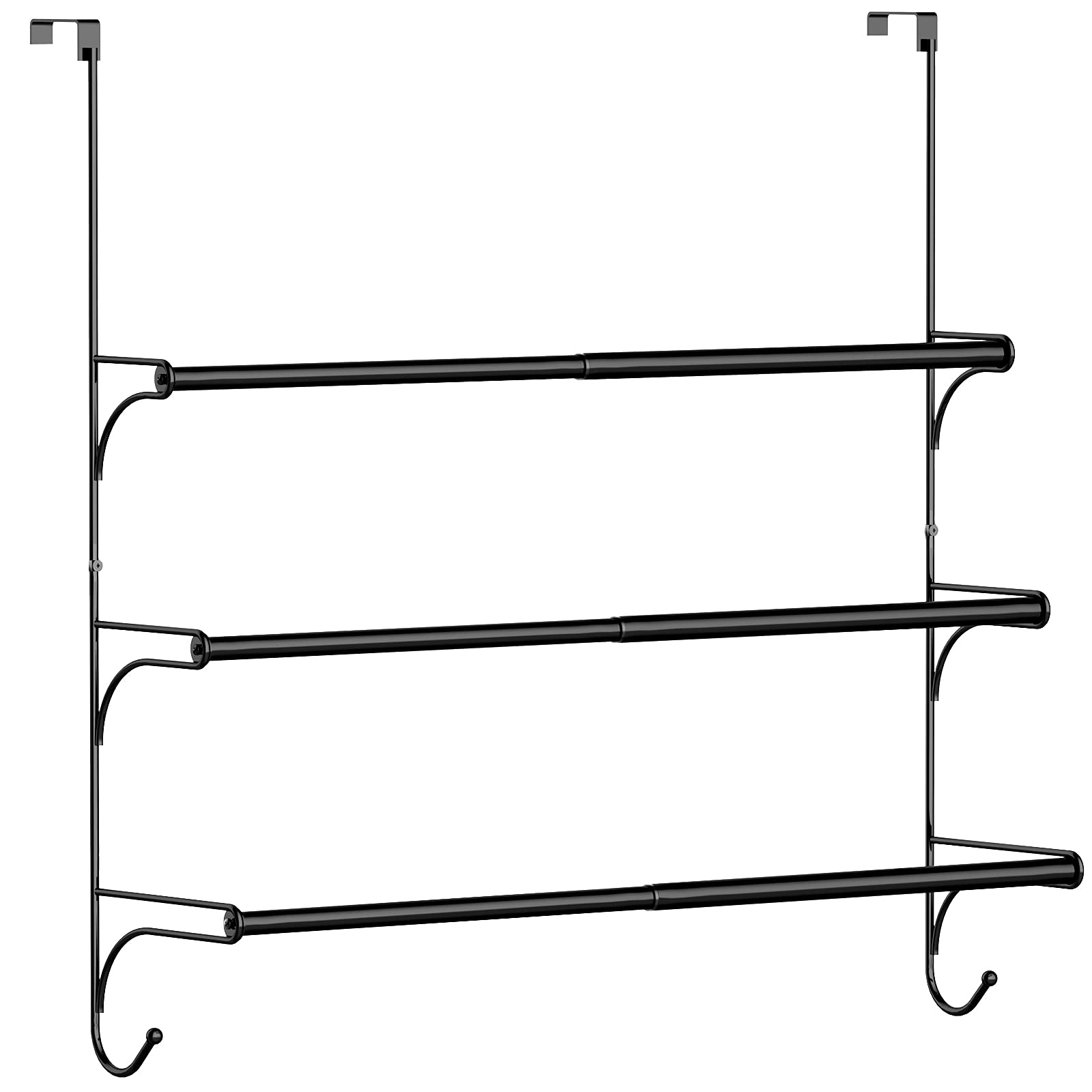Photo 1 of Auledio Adjustable Over The Door Triple Towel Rack with Hooks,Black