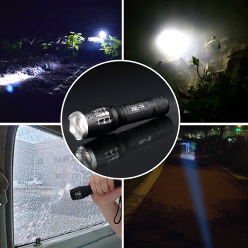 LED Flashlight,Xnucol Ultra Bright Multifunction Focus Adjustable Flashlight For Outdoor Sport Explore Home Lighting Car Emergency Escape Window Breaker and Survival Torch (Silver)