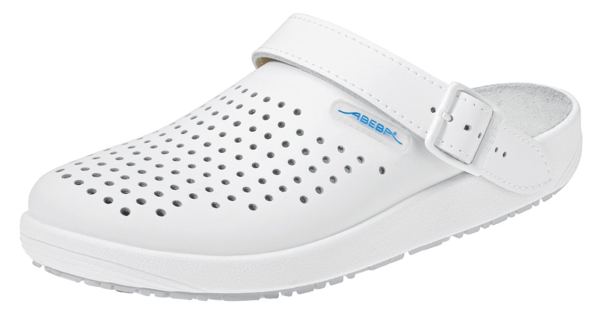 Abeba 9300-43 Size 43 "Rubber" Occupational-Clog Shoe - White