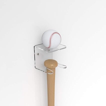 Support Mural Pour Batte De Baseball – Acrylique Transparent – Fixation Par Vis – Charge Lourde – 12 X 4,5 X 6,5 Cm