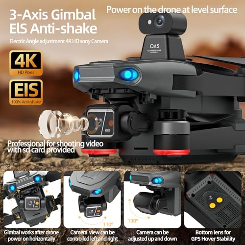 NewUpgraded Tablet Remote Professional Drones with Camera for Adults 4K HD, 360 Obstacle Avoidance, 3 Axis Gimbal, Payload Release, High Wind Resistance, Up to 5 Miles Range, 84 Minutes Long Batteries, Follow Me