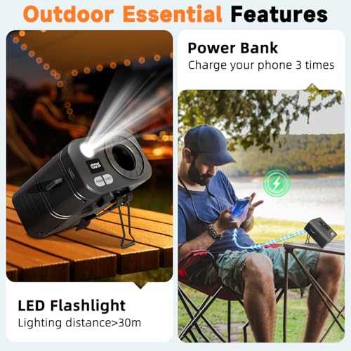 RAOUOEN 20000mAh Portable Waist Fan, Clip-On Wearable Belt Fan with 5-Speed 20000RPM Motor, Neck Hanging & Desktop Personal Fans, 60H Runtime, Hands-Free Mini Fans for Camping, Worksite, Outdoor Use