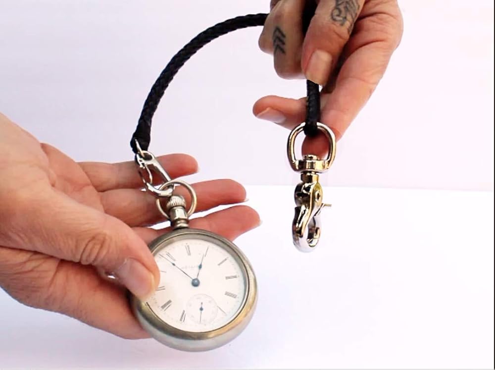 braided leather pocket watch chain