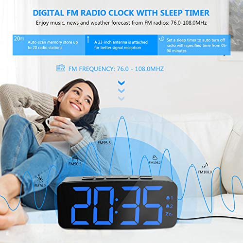 HAPTIME Digital Alarm Clock Radio 6.2” Large LED Display with 4