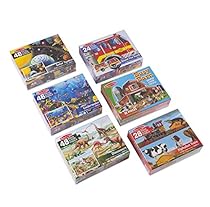 Melissa & Doug 49 Piece Floor Puzzle Includes Solar System, Underwater, Dinosaurs, Fire Truck, Alphabet Express, Busy Barn (6 Pack)
