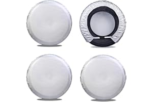 Moonet Tire Covers for RV Wheel (4 Pack Silver), 4 Layer Oxford Waterproof UV Sun Protectors for Motorhome Boat Trailer Camper Van SUV, D89cm x H28cm for Diameter 33"-35"