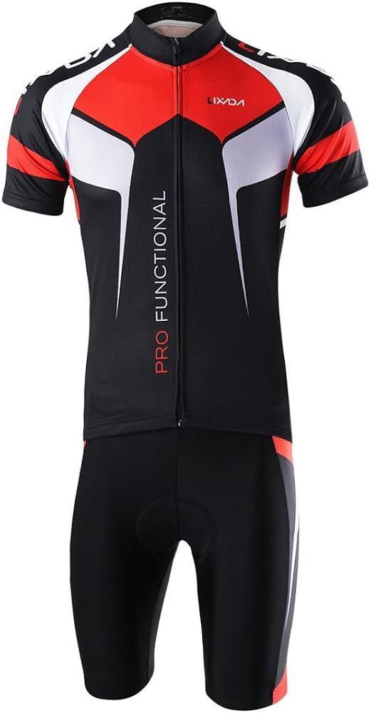 Lixada Men's Cycling Jersey Set Bicycle Short Sleeve Set Quick-Dry Breathable Shirt+3D Cushion Shorts Padded Pants/Bib Short: Clothing
