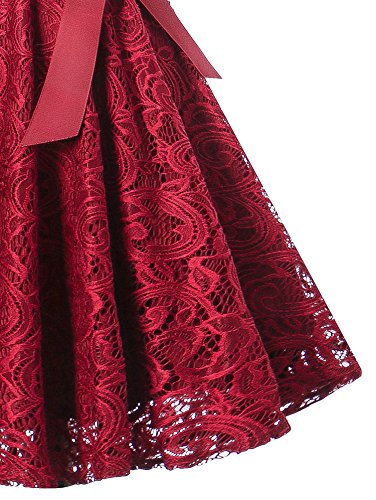 Wedding Dresses with Lace, Reception Dress for Women Beautiful Prom Dresses 2017 (Burgundy XL)