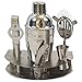 GSCW Bar Set with Ice Bucket - 10 Piece Stainless Steel Bartender Mixology Kit with Cocktail Shaker, Jigger, Strainer, Corkscrew, Bottle Opener, Tongs, Stirrer, Cheese Knife and Stand