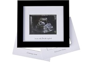 IHEIPYE Baby Sonogram Photo Frame - 1st Ultrasound Picture Frame - Idea Gift for Expecting Parents,Baby Shower, Gender Reveal Party,Baby Nursery Decor (Silver Text, Black)