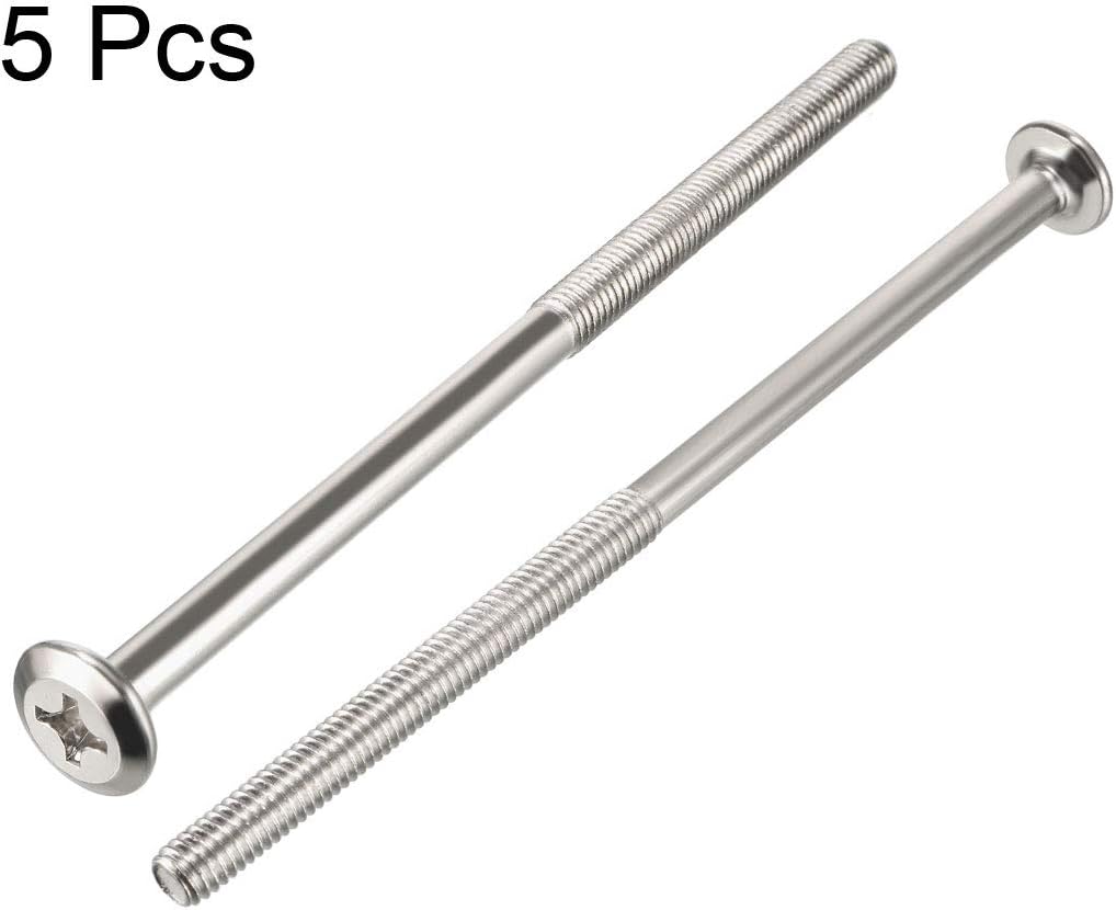sourcing map M6x120mm Phillips Head Screws Furniture Bolts 58mm Thread Length 5pcs, Silver - Image 3