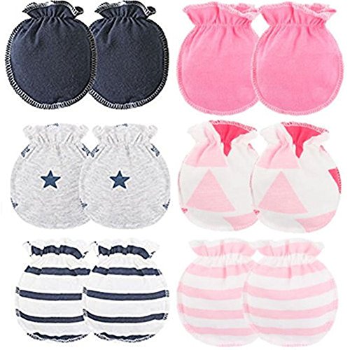 Adeimoo Baby Cotton Gloves Infant Toddler No Scratch Mittens (6pair C)
