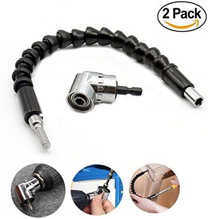 Contivision 105 Degree Right Angle Drill and 30cm Flexible Angle Extension Bit Kit for Drill or Screwdriver 1/4 Socket Adapter Magnetic,Handy, Solid Construction Very Useful in Tight Corner Workspace