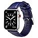 For Apple Watch Band 42mm, OUHENG Retro Vintage Genuine Leather iWatch Strap Replacement for Apple Watch Series 3 Series 2 Series 1 Sport and Edition, Dark Blue